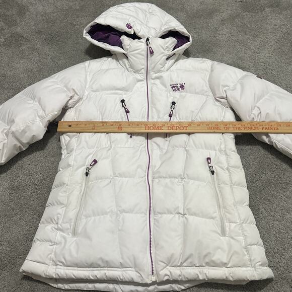 Mountain Hardware Women's Down Puffer 650 Down Jacket Recco White Pink Parka - Picture 5 of 12